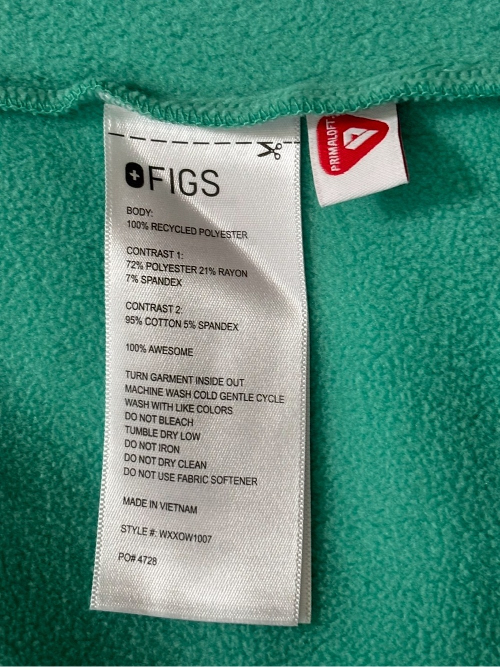 FIGS On-Shift Fleece Jacket Turquoise/Aqua Size XS - Picture 12 of 12